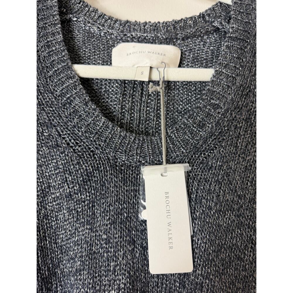 NWT BROCHU WALKER SWEATER ONA TANK TOP VEST ONYX GRAY GREY LINEN KNIT METALLIC - Picture 4 of 10